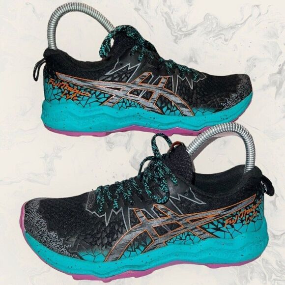 ASICS FujiTrabuco Lyte Black Baltic Jewel Running Athletic Shoe Women’s Size 6 - Picture 5 of 8